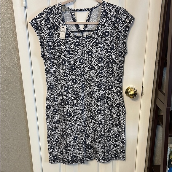 T by Talbots Women’s (S) Blue White French Terry Stretch cotton Shift Dress - Picture 1 of 9